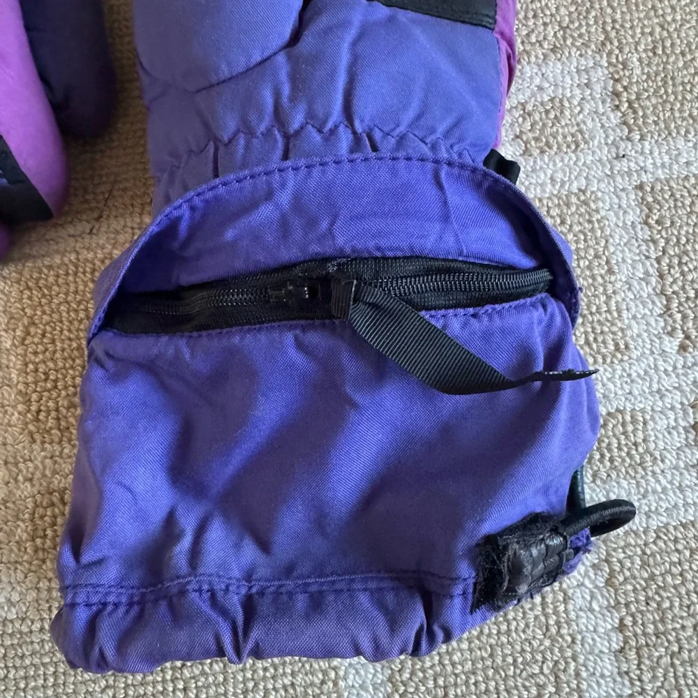 Gordini Vintage 90’s Insulated Ski Gloves Warm Winter Purple Black Leather Large